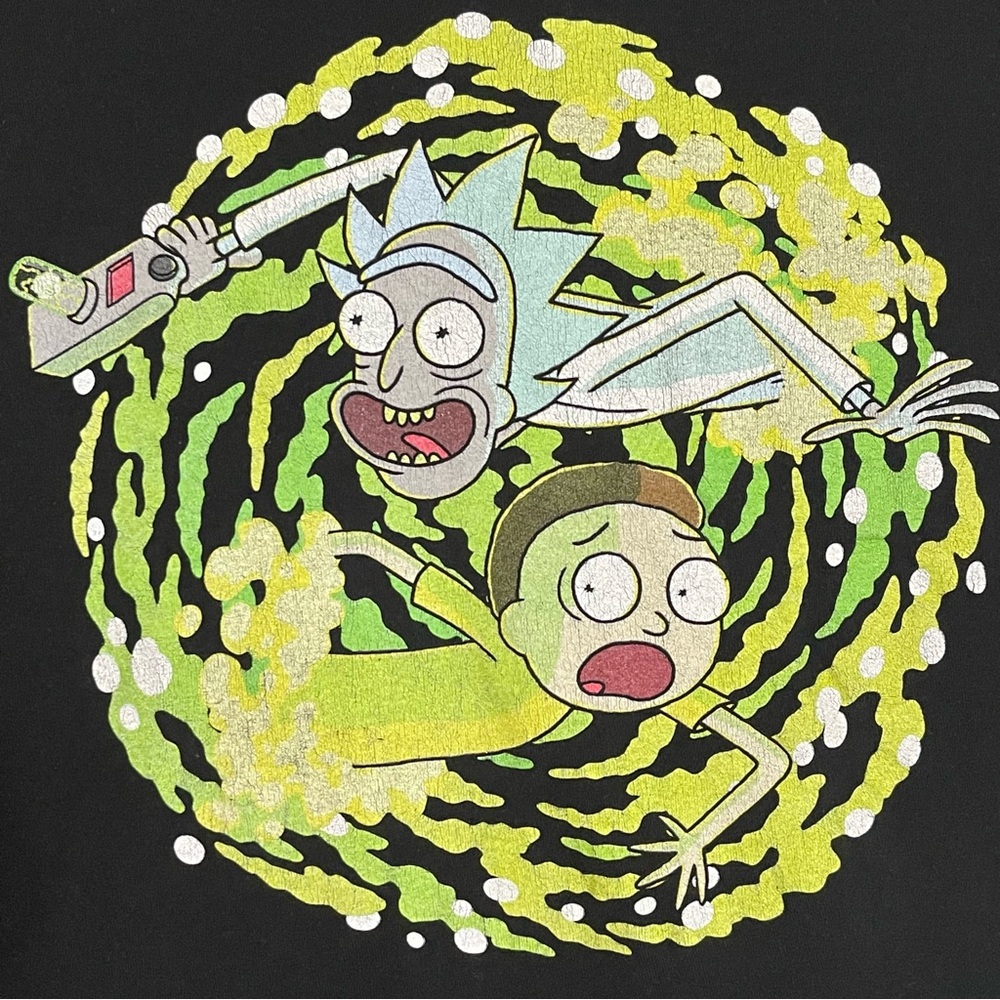 Rick and Morty Portal Tee Preowned Comfort, Size Large Softened by Sci-Fi Chaos